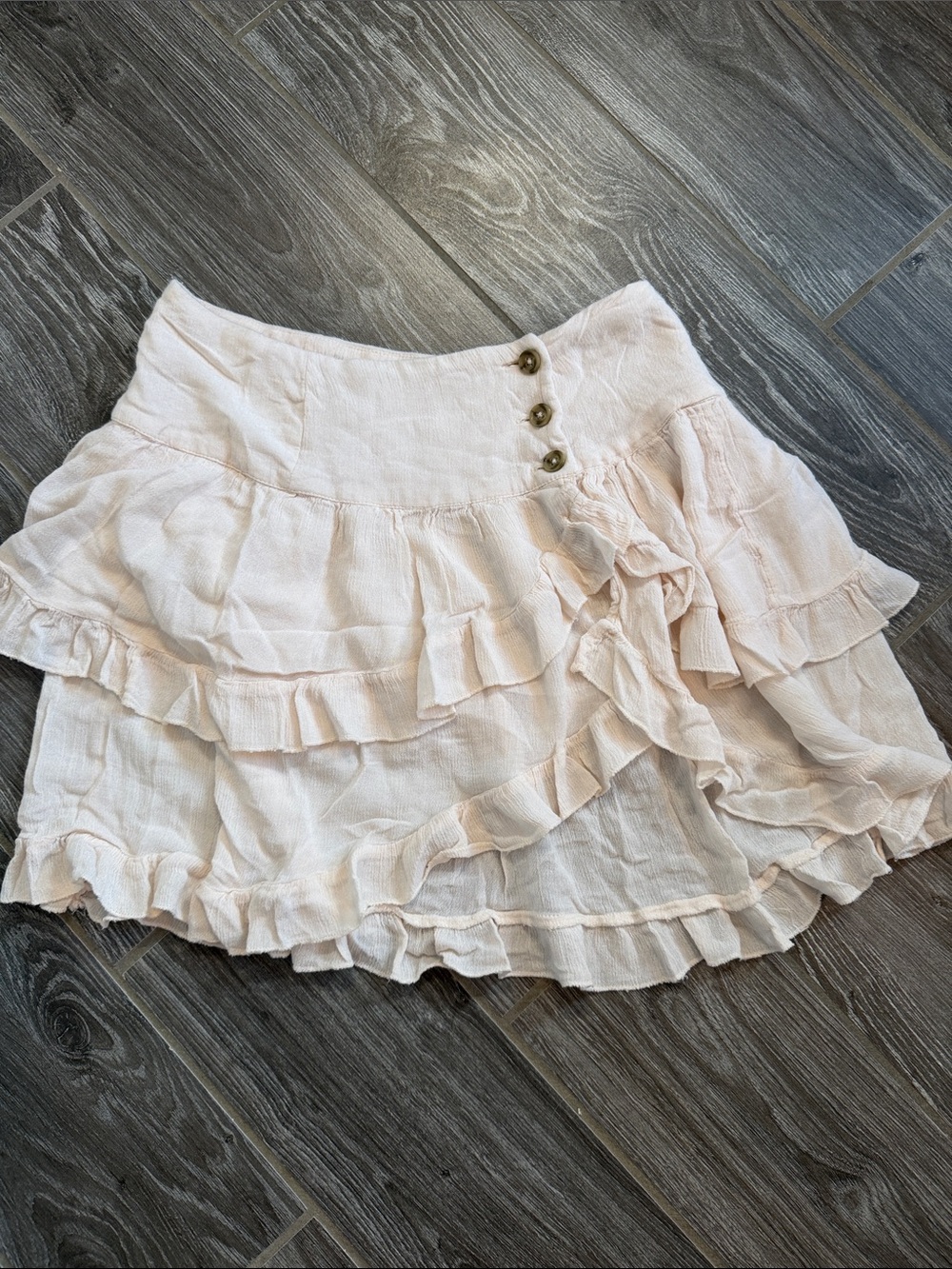 Free People cream/light blush Ruffled Viscose Skirt size XS extra small